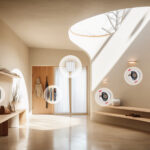 3d rendering loft scandinavian living room with working table and bookshelf